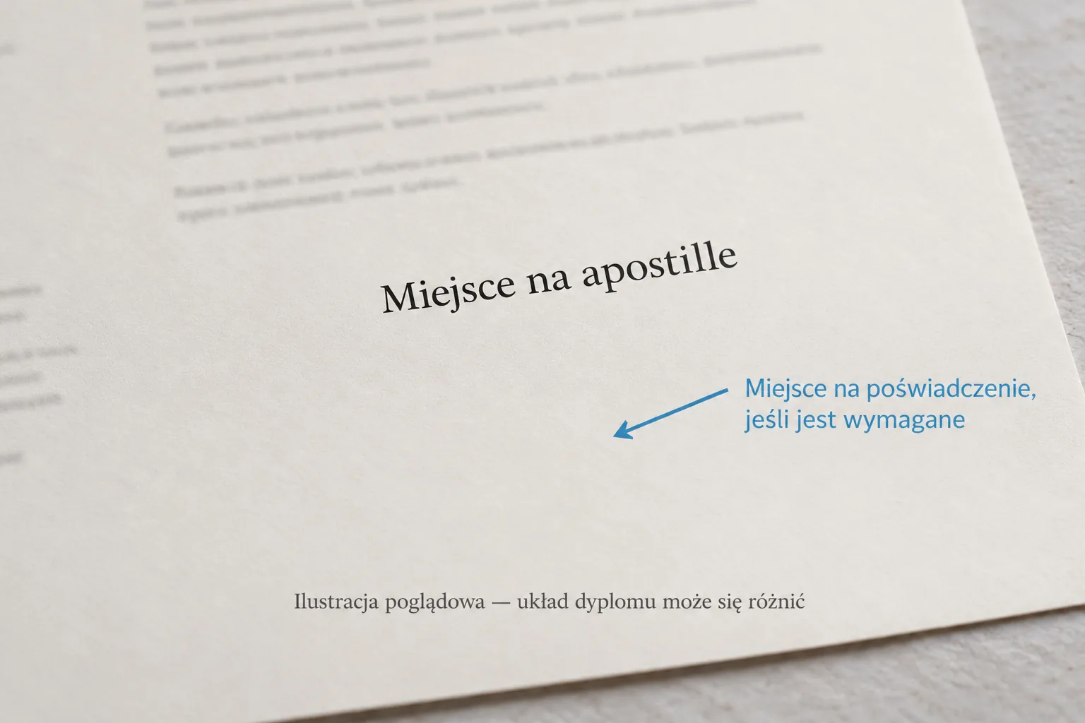 Miejsce na apostille na dyplomie