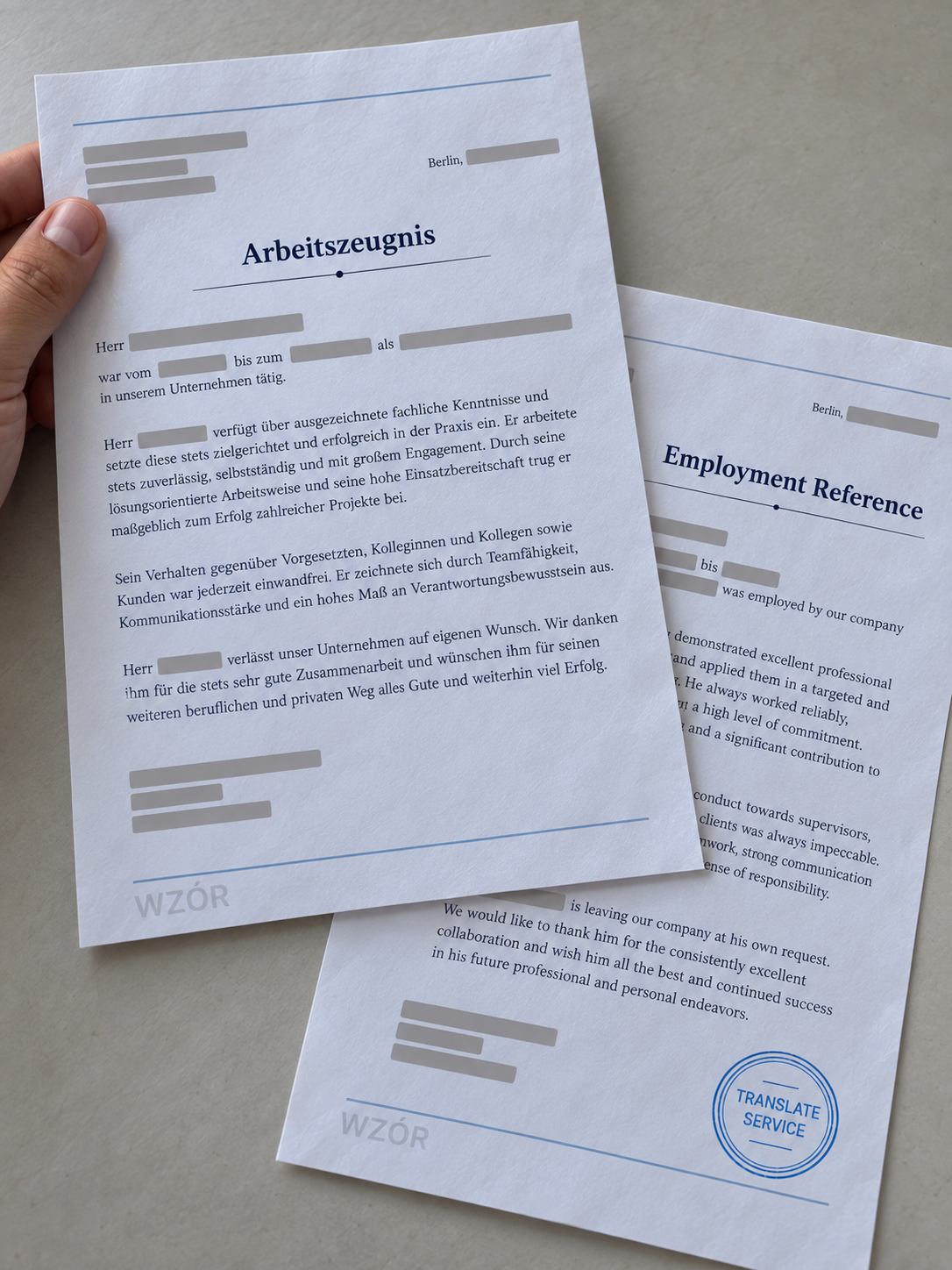 Referencje po niemiecku i tłumaczenie na angielski