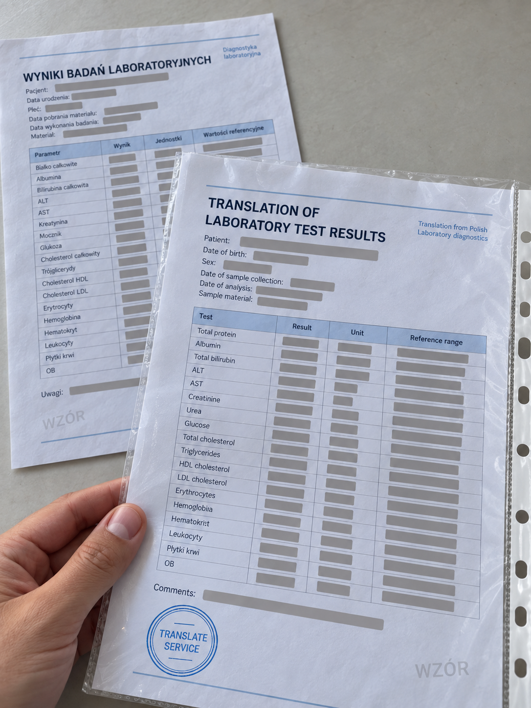 Wyniki badań po polsku i tłumaczenie na angielski